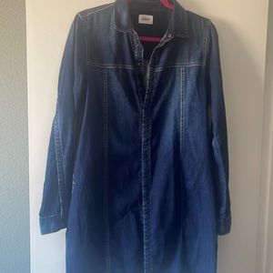 Hudson Denim Shirt Dress Berkley Jean Womens Size large Long Sleeve Snap Button